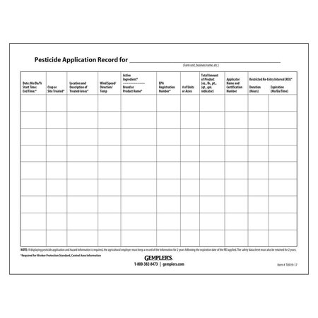 GEMPLERS Gemplers WPS Pesticide Application Posting Sheets T8919-17